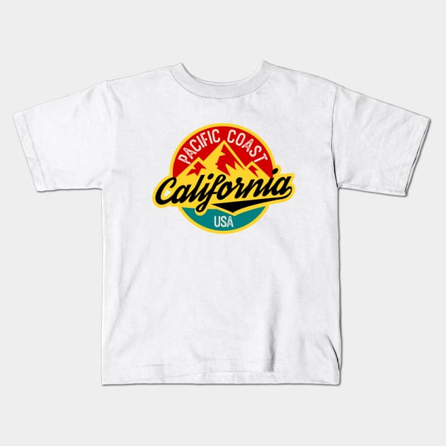California badge pacific coast Kids T-Shirt by SpaceWiz95